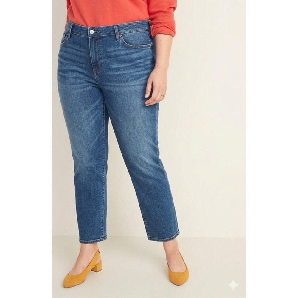 Old Navy Power Slim Straight Jeans Clean Girl Preppy Blue Denim 46x28 Size 24 3X